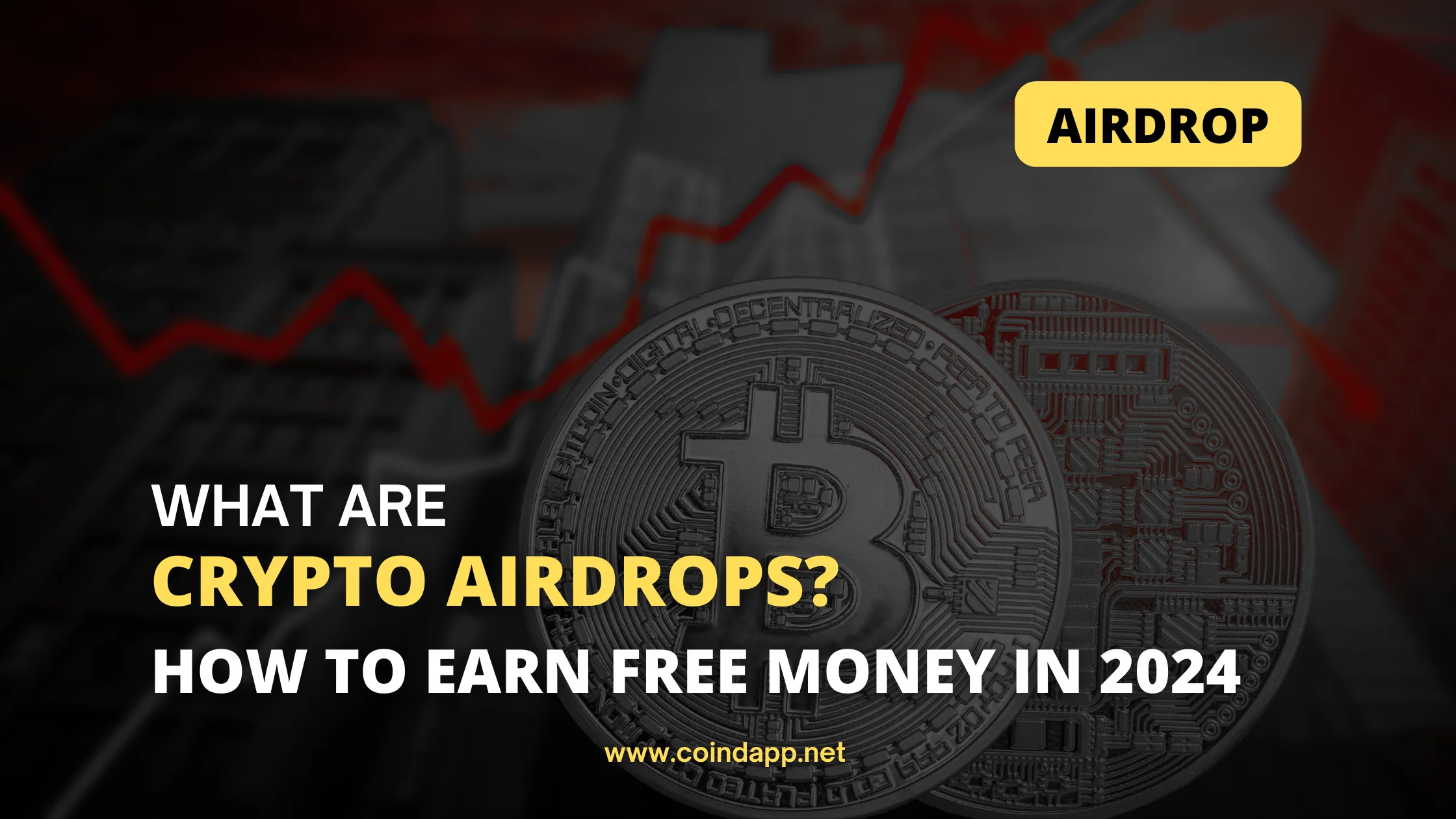 Illustration explaining what crypto airdrops are and how to earn free money in 2024 through cryptocurrency giveaways.